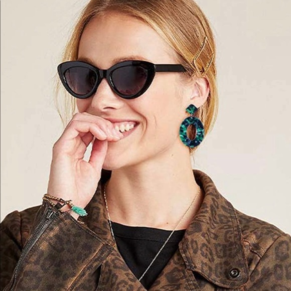 •Aquamarine Drop Hoops• - Picture 2 of 5